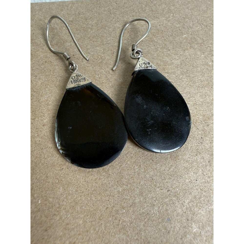 Robert Manse 925 & 18K Gold Abalone Shell Teardrop Dangle Earrings OSIL Bali - Picture 7 of 8